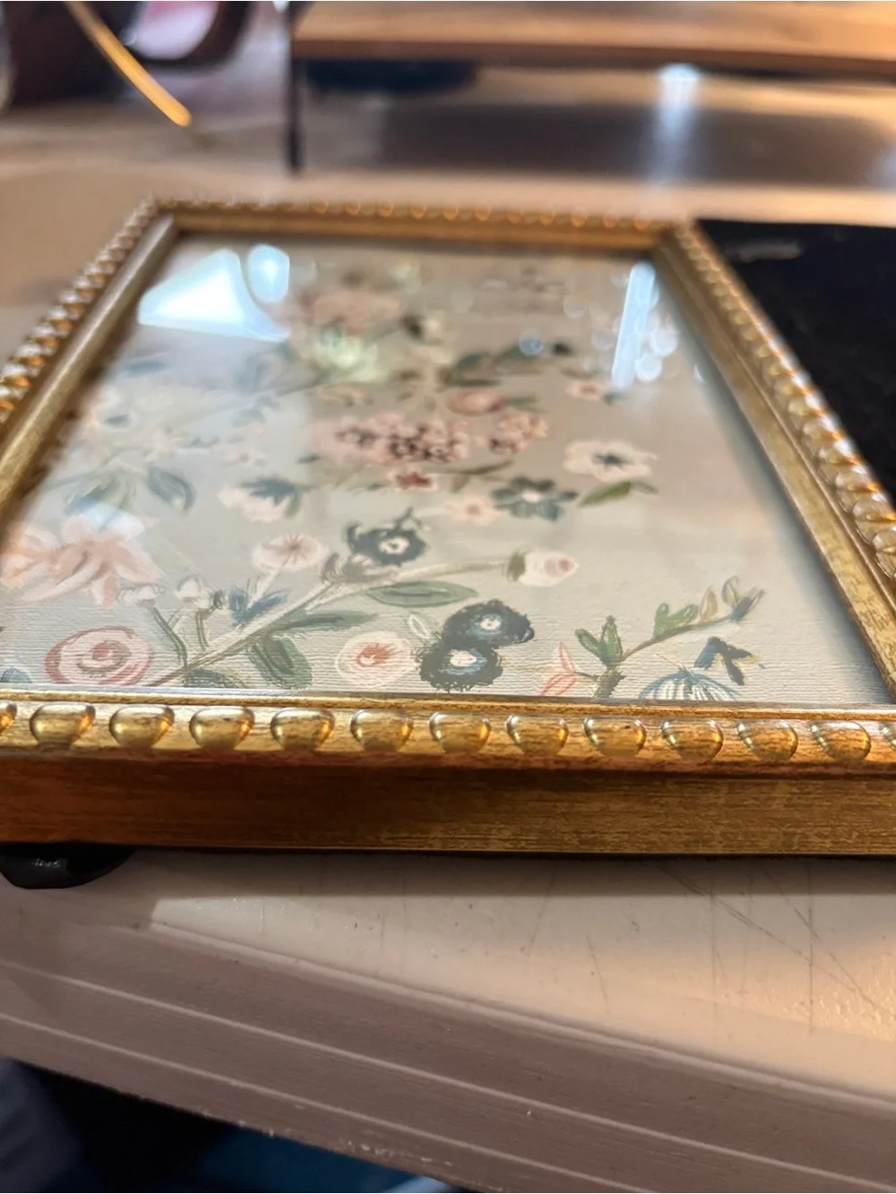 Sheffield Home Gold Floral Photo Frame Pair 5x7” new